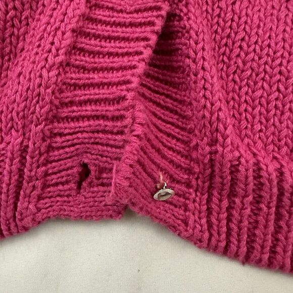 Victoria Jones Womens Vintage 80s Chunky Cardigan Sweater Size M Pink Gems - Picture 7 of 13